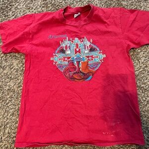 Vintage western Arizona aztec print logo graphic tee cotton size large